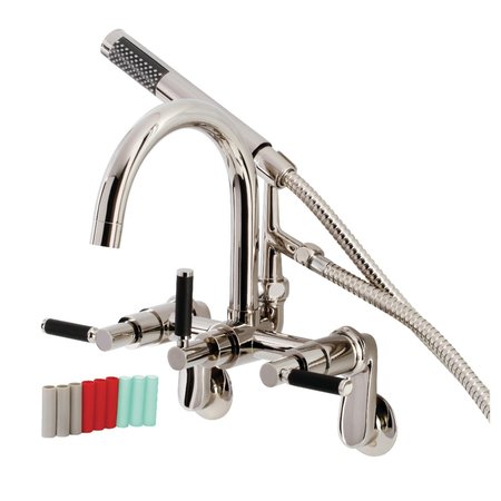 AQUA VINTAGE AE8156DKL 7-Inch Adjustable Wall Mount Clawfoot Tub Faucet, Polished Nickel AE8156DKL